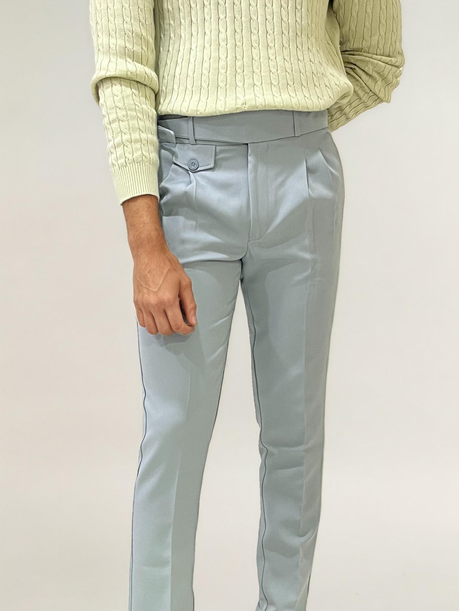 Grey Slim Fit Ghurka Formal Trousers