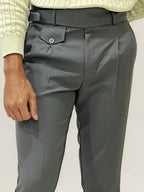 Grey Slim Fit Ghurka Formal Trousers