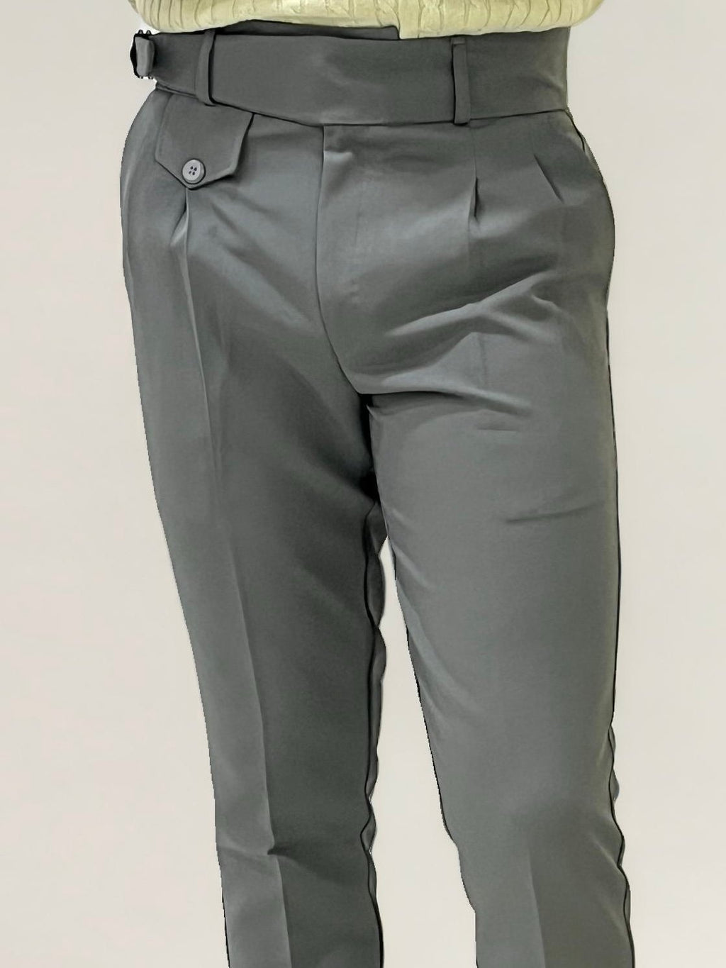 Grey Slim Fit Ghurka Formal Trousers