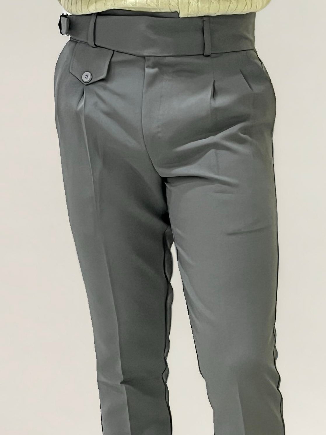 Grey Slim Fit Ghurka Formal Trousers