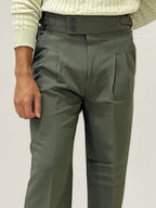 Green Double-button Regular Fit Trousers