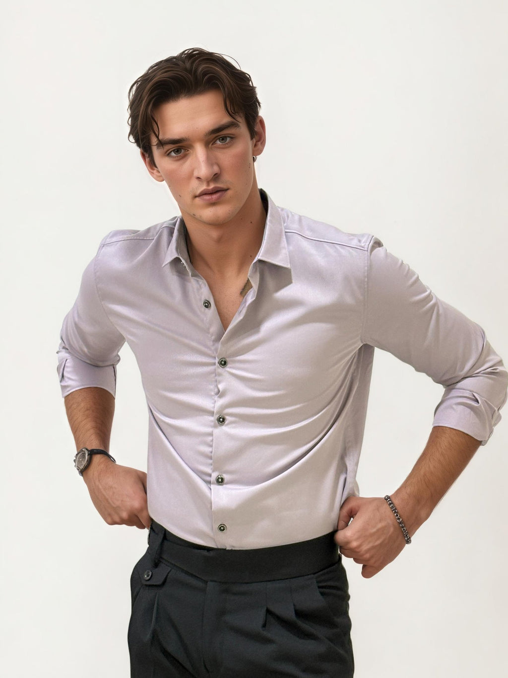 Light Grey Plain Formal Fullhand Shirt
