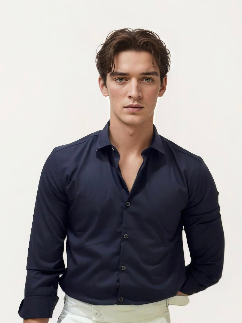 Navy Blue Plain Formal Fullhand Shirt