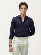 Navy Blue Plain Formal Fullhand Shirt