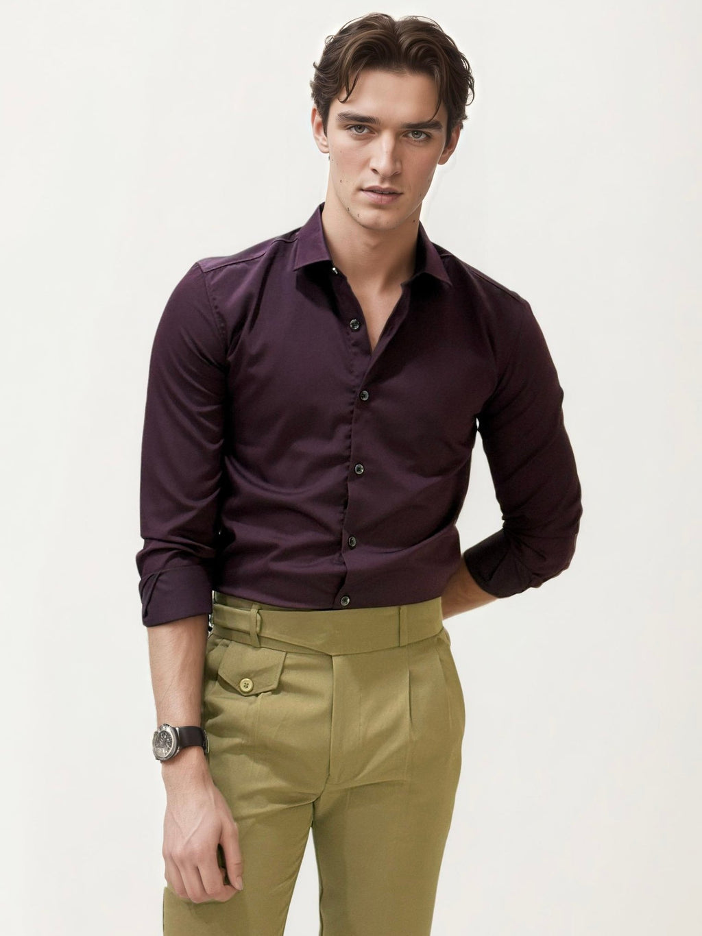 Wine Plain Formal Fullhand Shirt