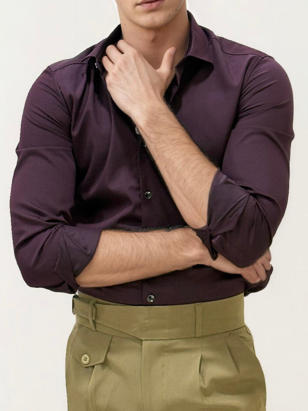 Wine Plain Formal Fullhand Shirt