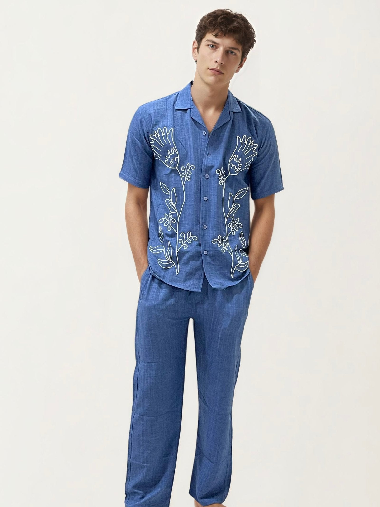 Blue Embroidery Co-ord Set