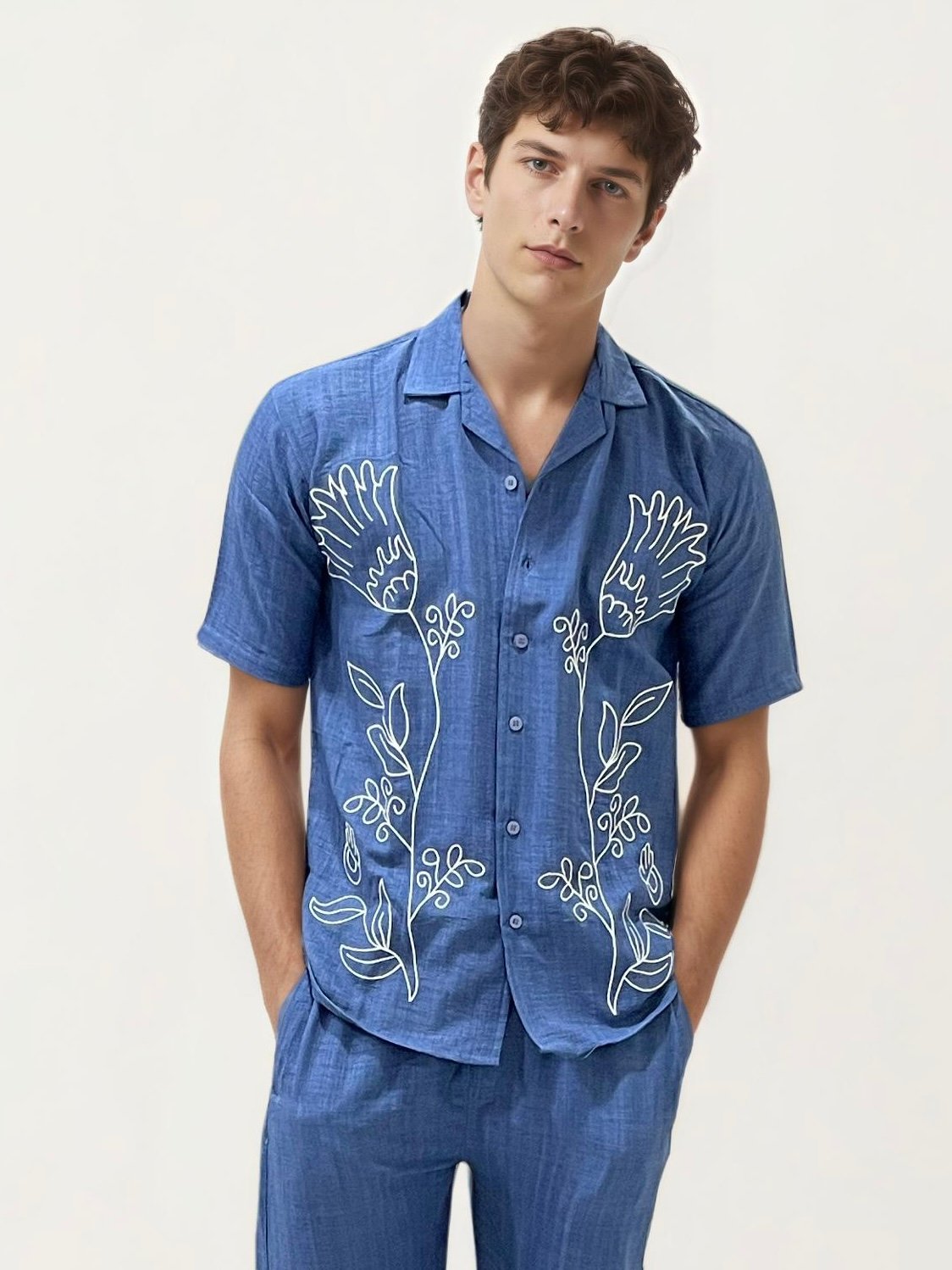 Blue Embroidery Co-ord Set