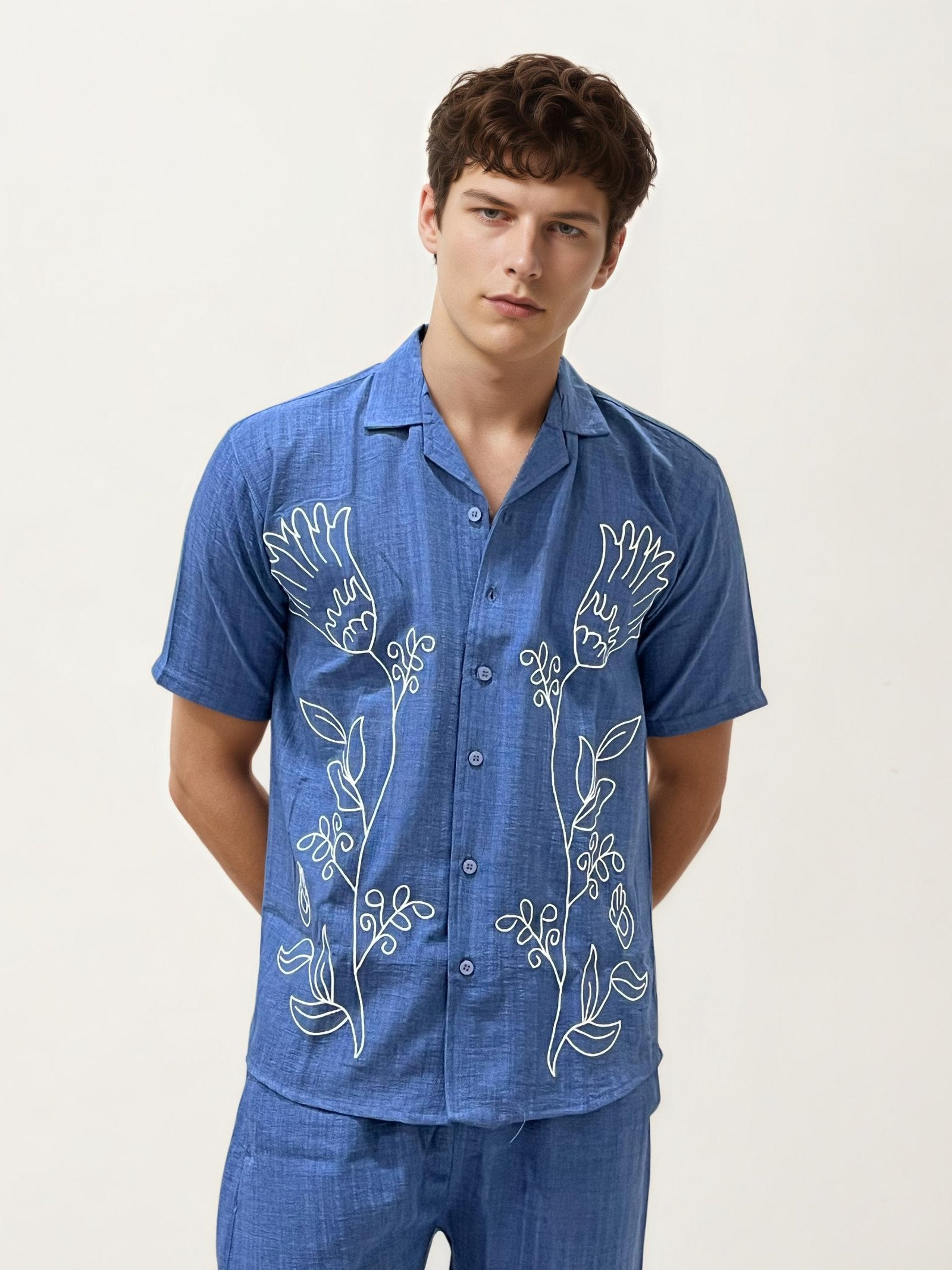 Blue Embroidery Co-ord Set