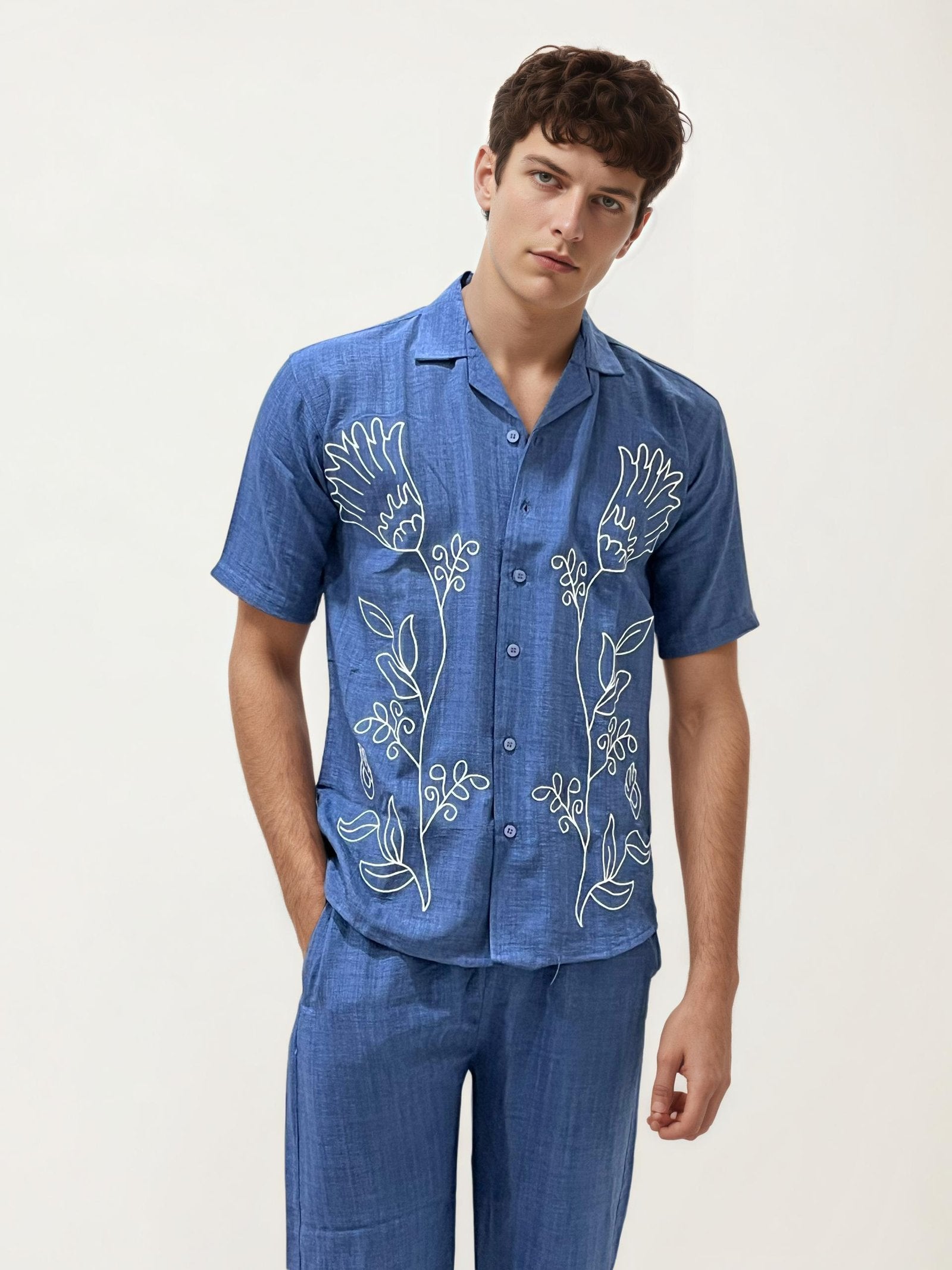 Blue Embroidery Co-ord Set