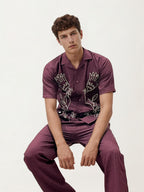 Wine Embroidery Co-ord Set