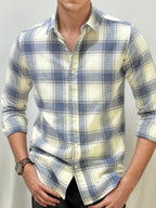 White-Blue Checked Fullhand Shirt