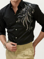 Black Stone Work Party Wear Shirt