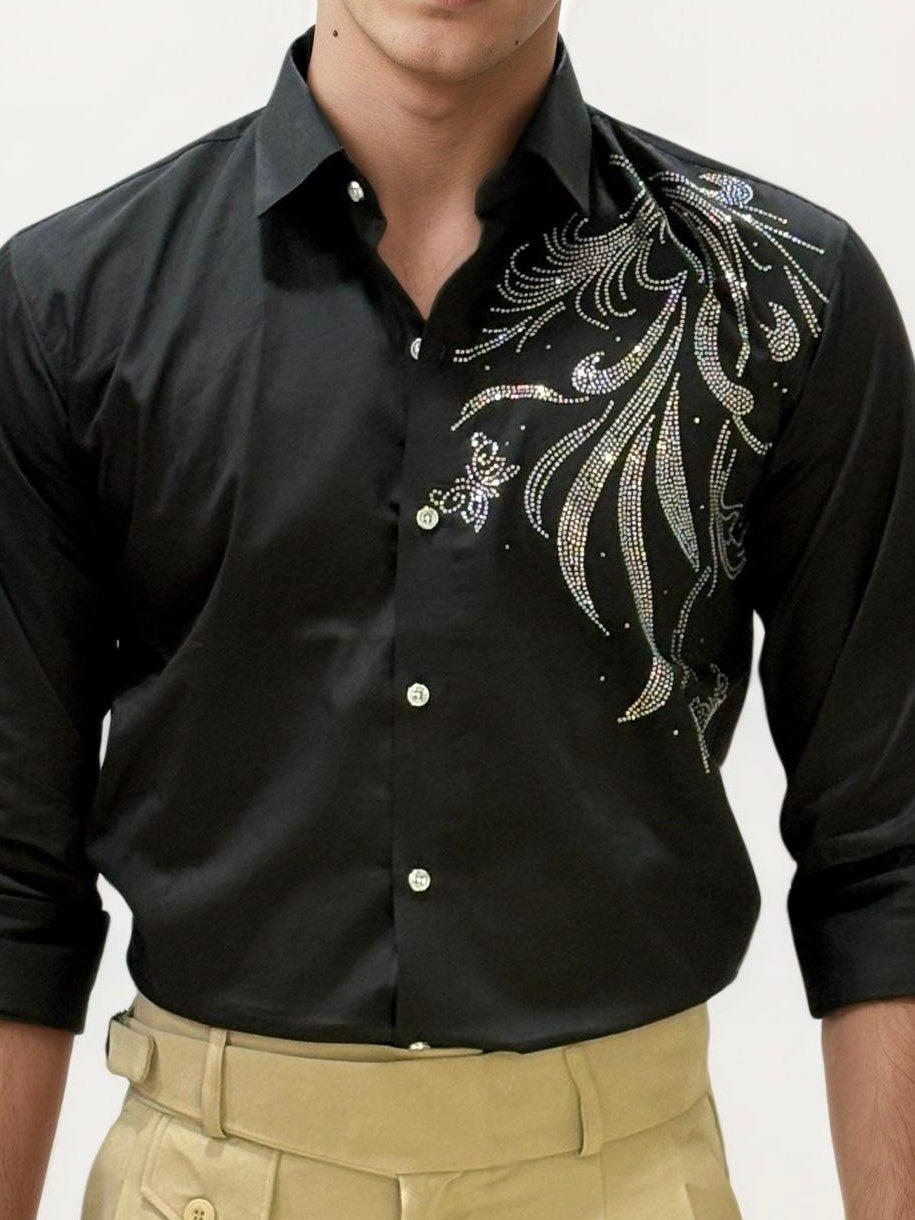 Black Stone Work Party Wear Shirt