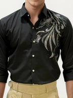 Black Stone Work Party Wear Shirt