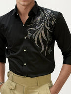 Black Stone Work Party Wear Shirt