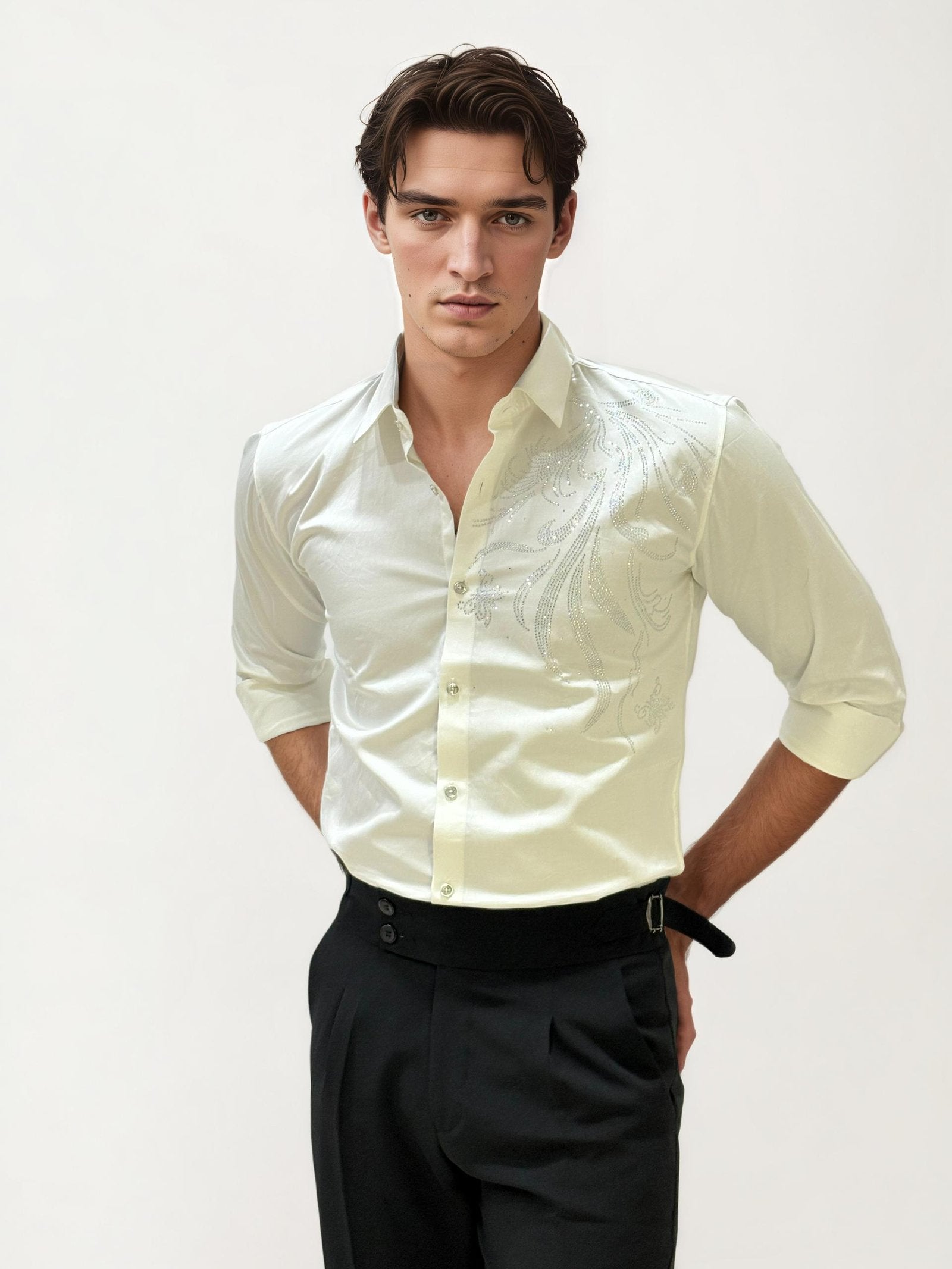 White Stone Work Party Wear Shirt