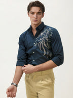 Green Stone Work Party Wear Shirt