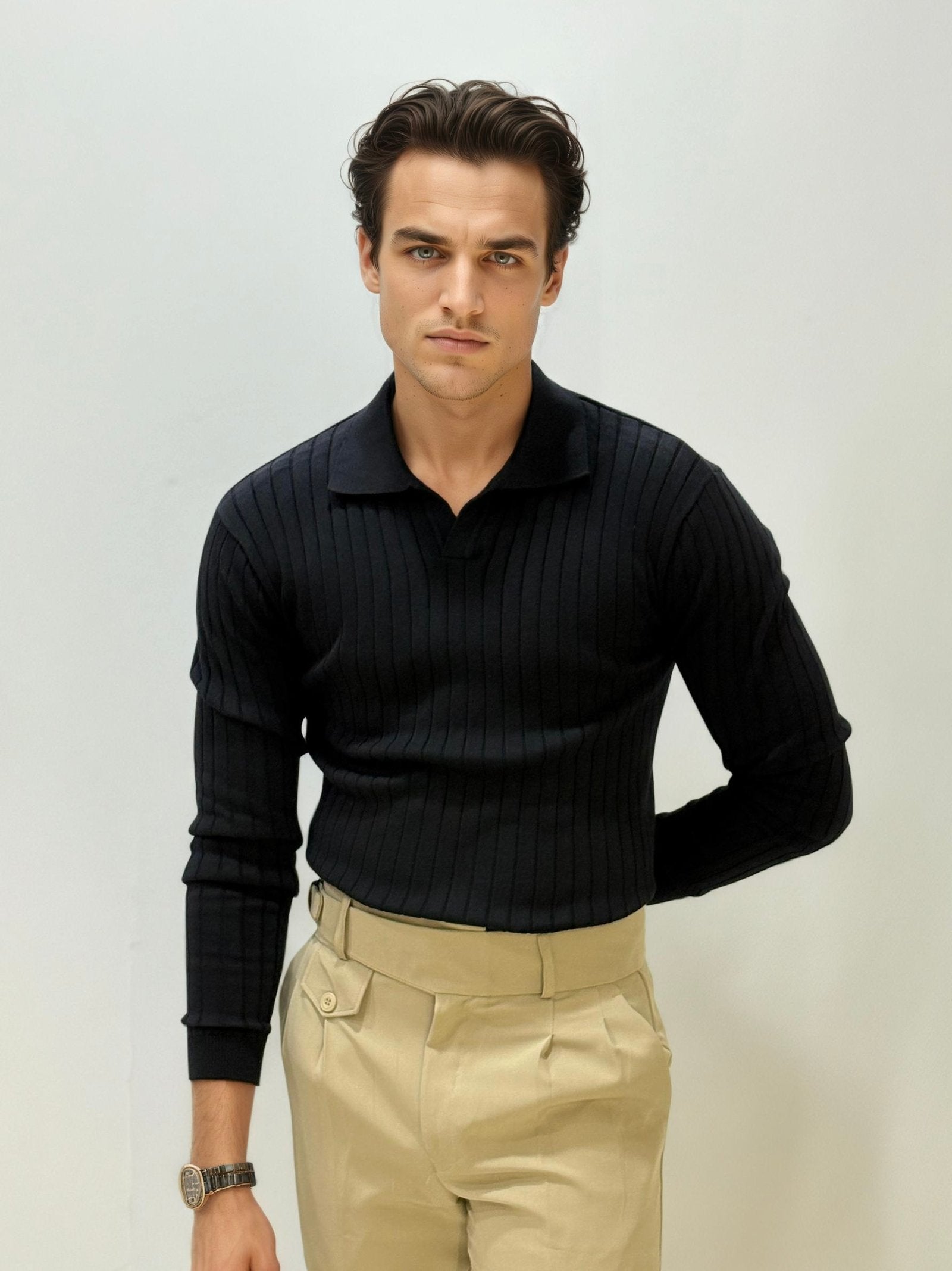 Black Old-Money Fullhand T-Shirt