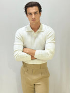 White Old-Money Zipper Fullhand T-Shirt