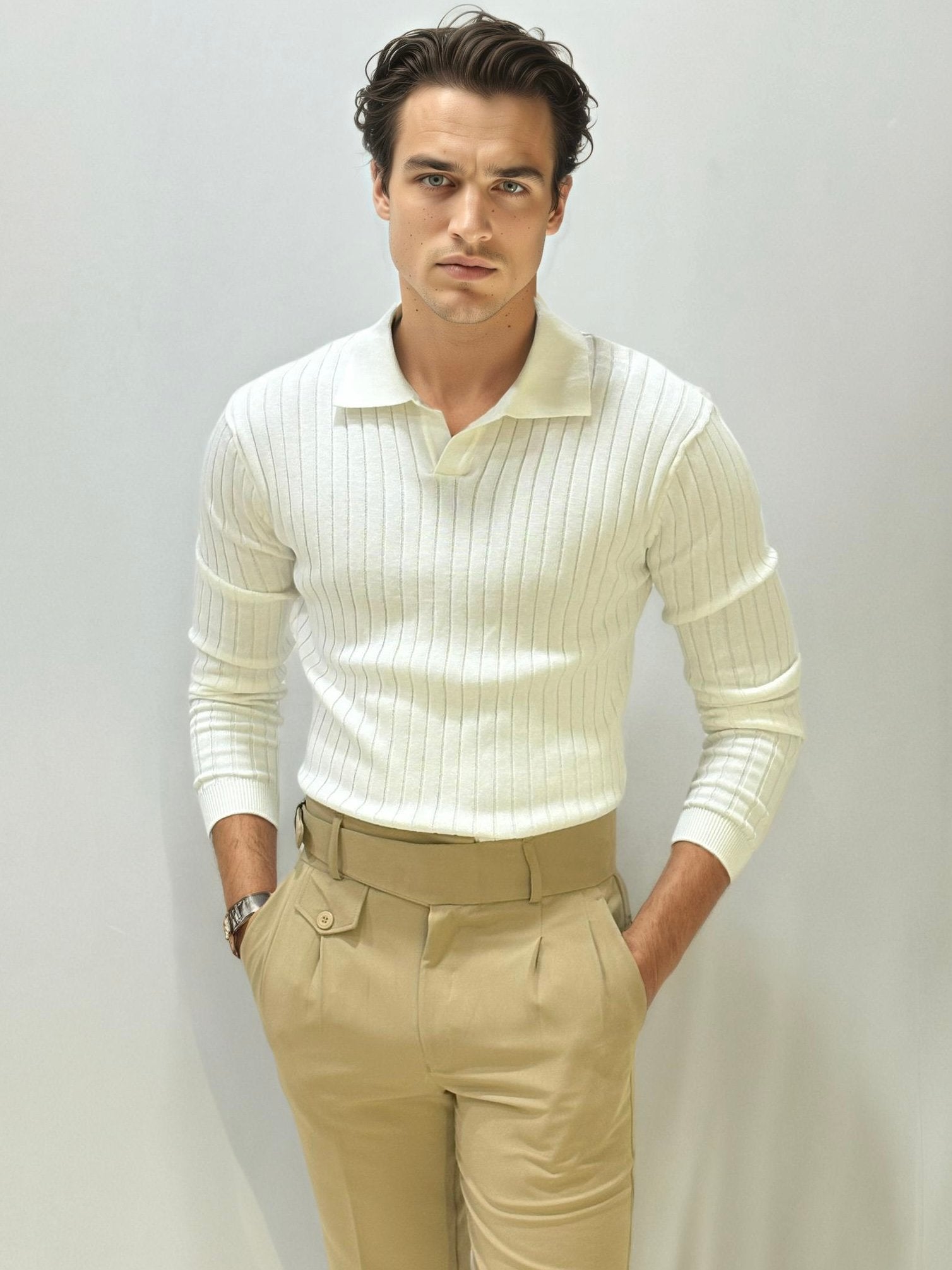 White Old-Money Zipper Fullhand T-Shirt