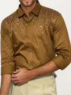 Gold Stone Work Party Wear Shirt
