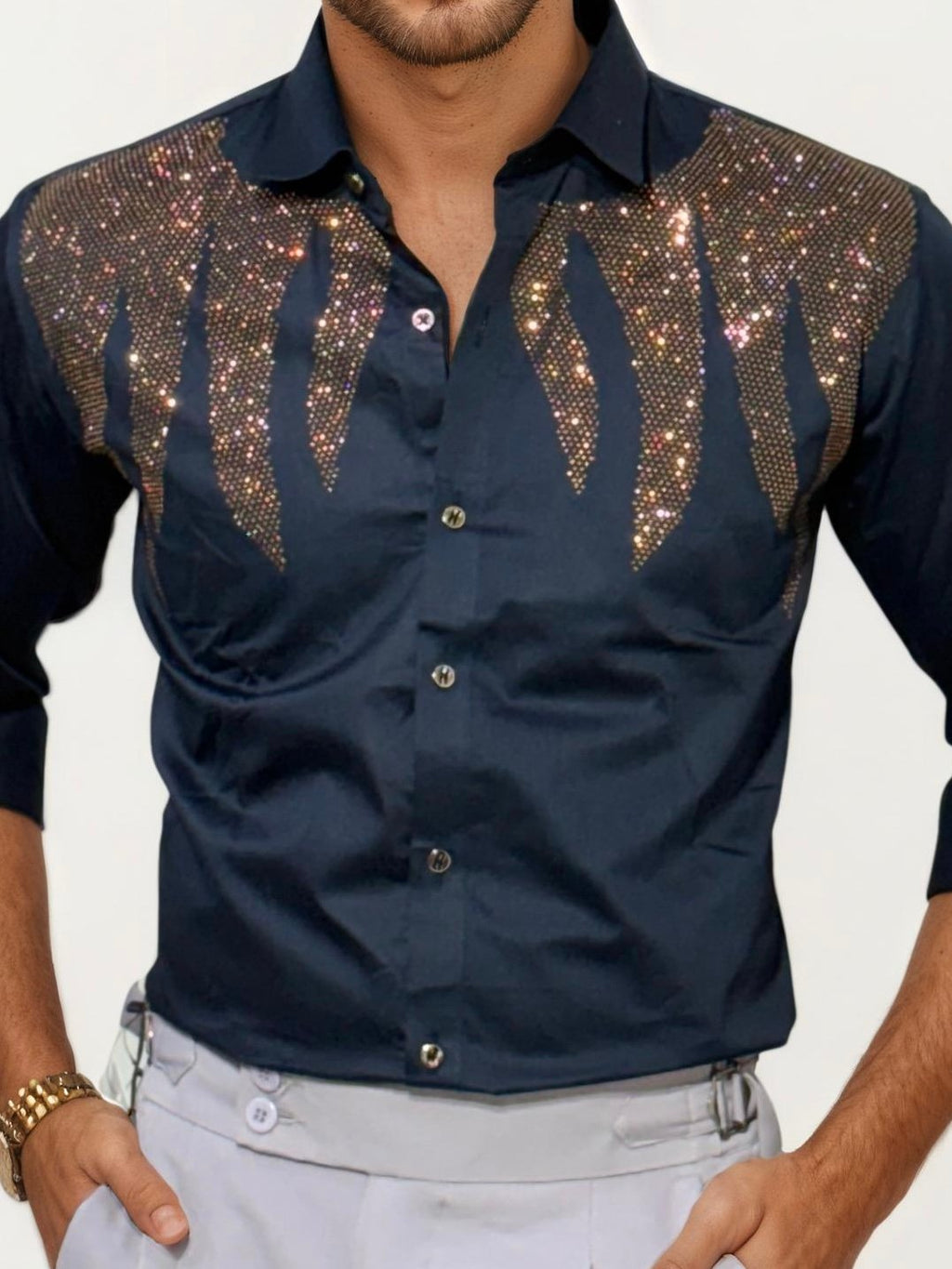 Blue Stone Work Party Wear Shirt