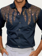 Blue Stone Work Party Wear Shirt