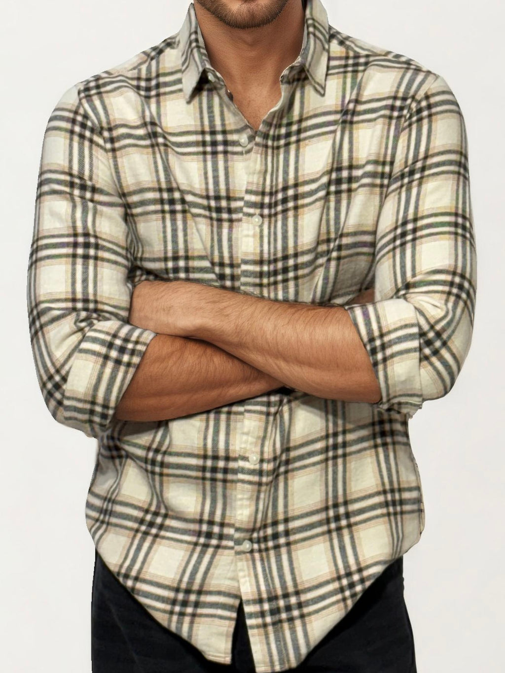 White Checked Fullhand Shirt