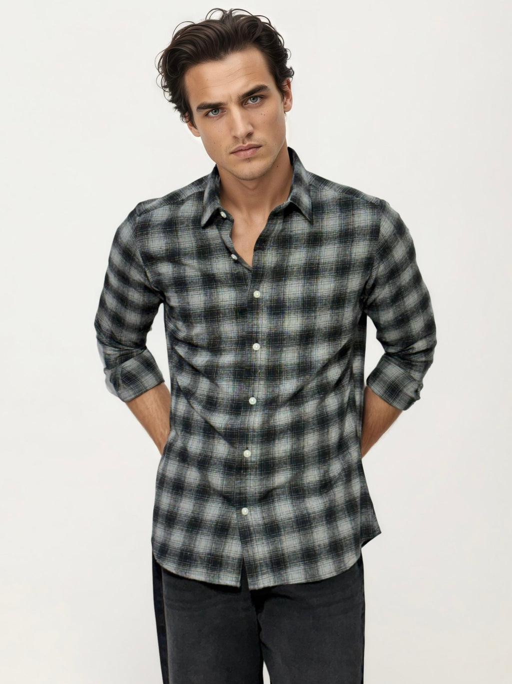 Grey Checked Fullhand Shirt
