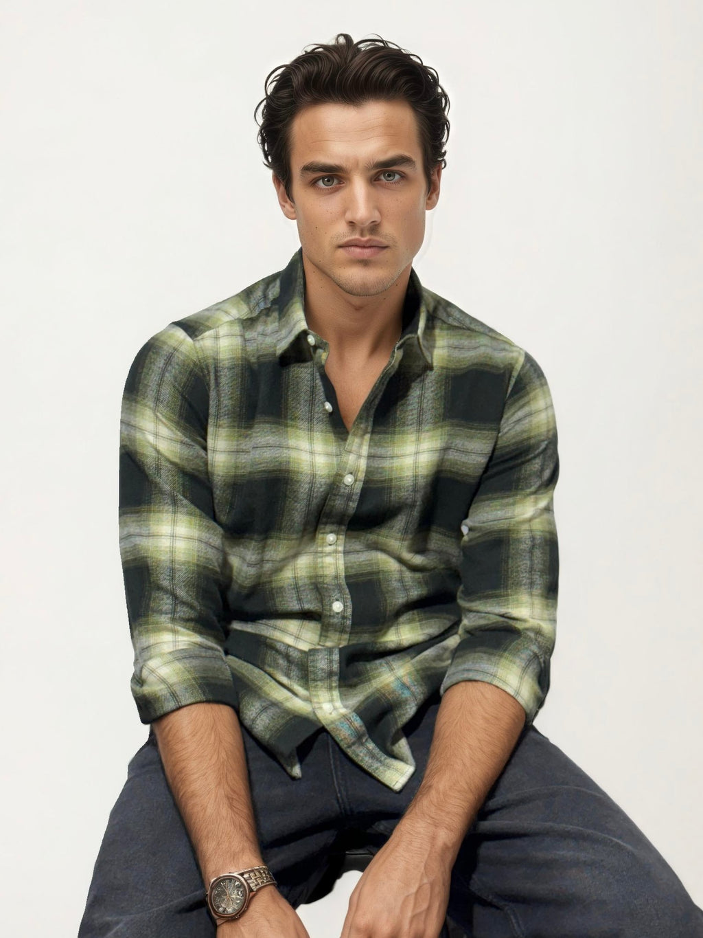 Green Checked Fullhand Shirt