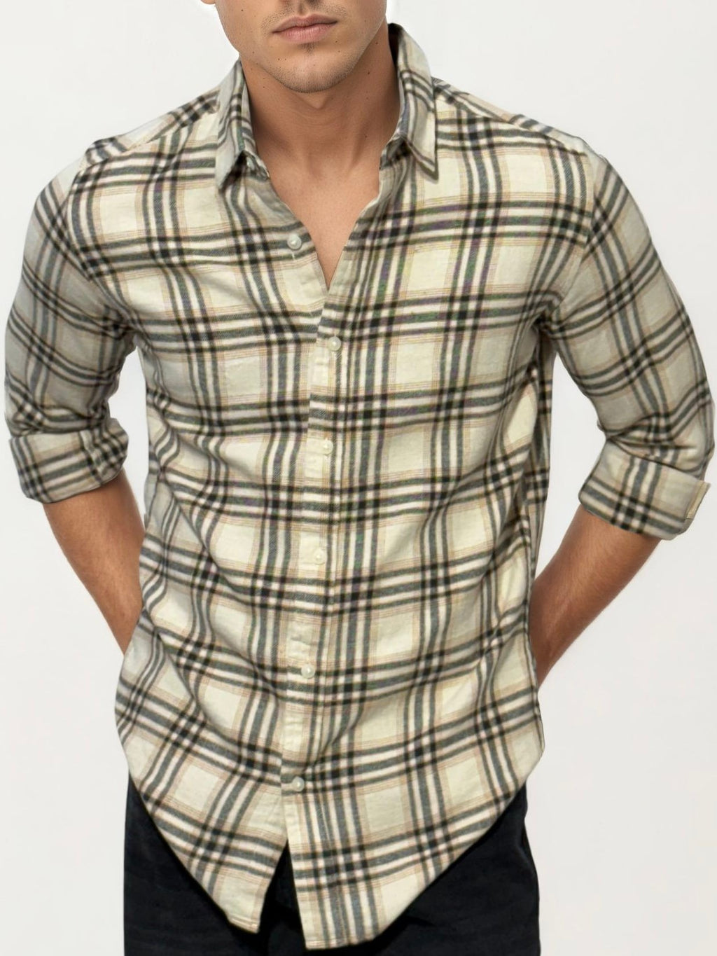 White Checked Fullhand Shirt