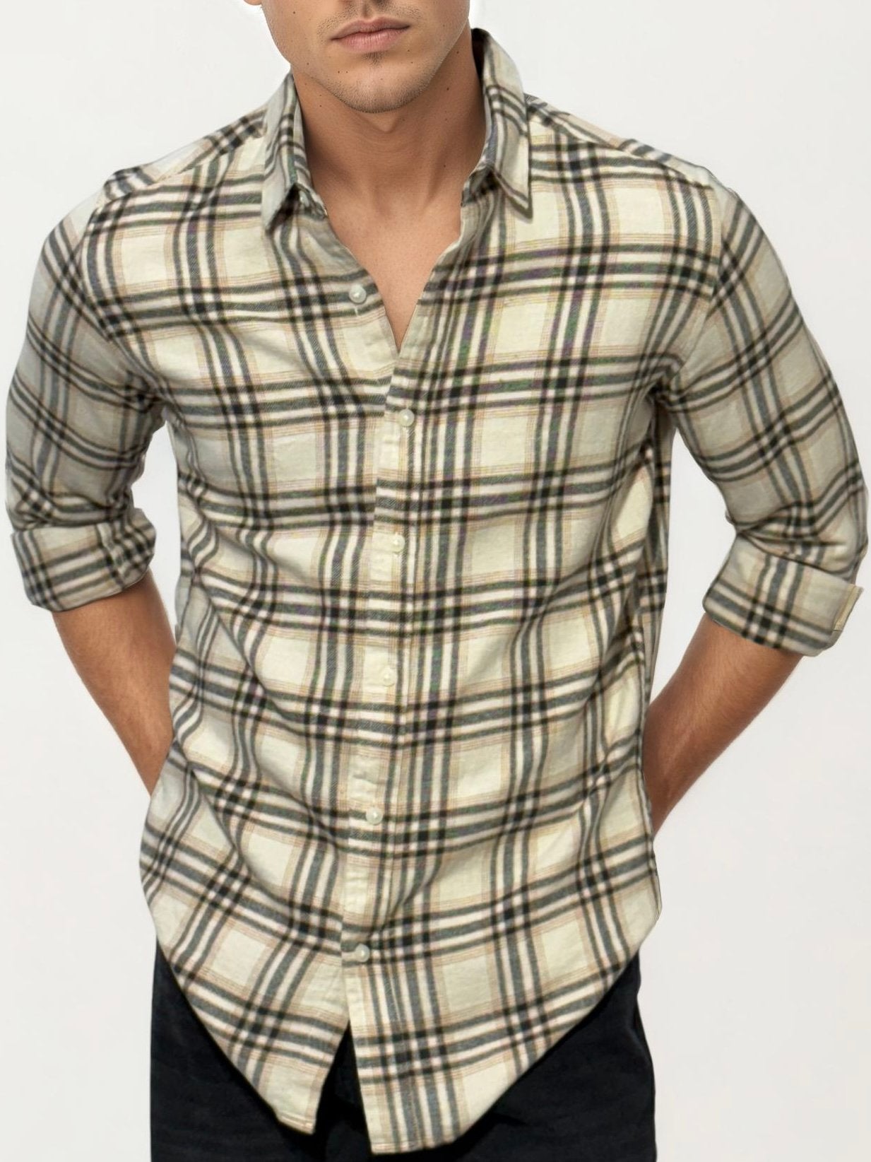 White Checked Fullhand Shirt