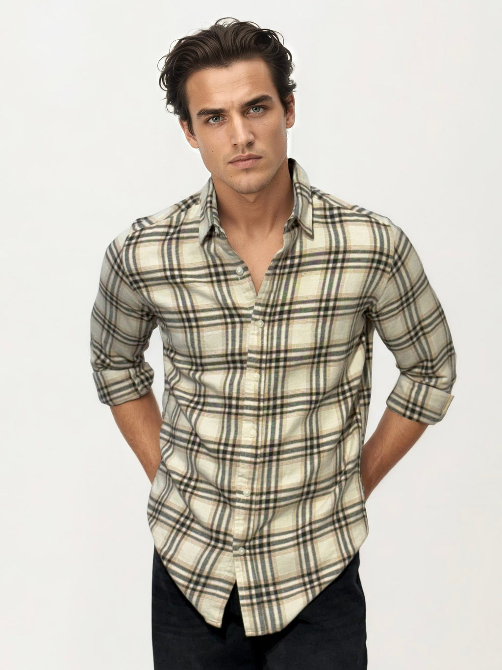 White Checked Fullhand Shirt