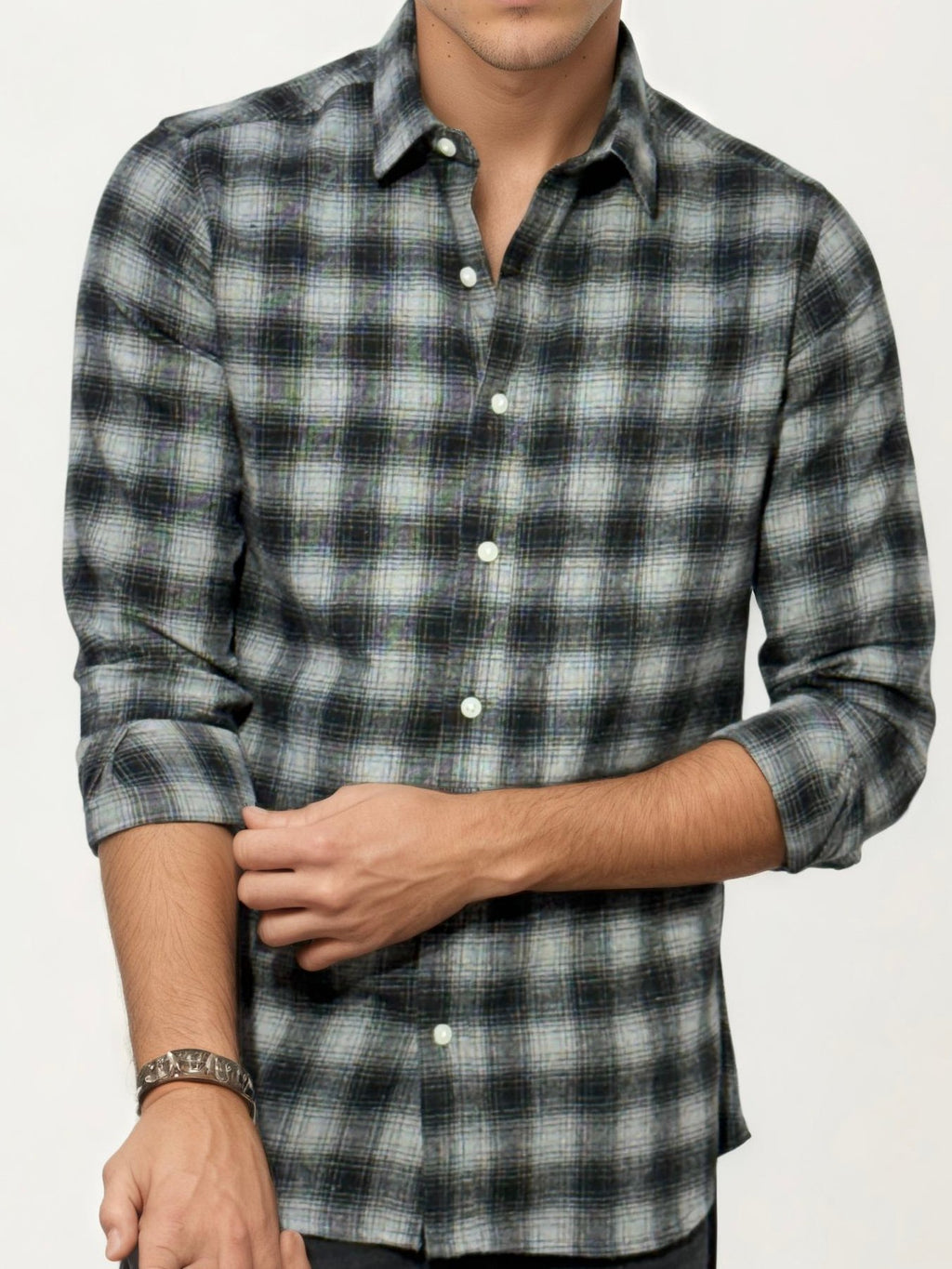 Grey Checked Fullhand Shirt