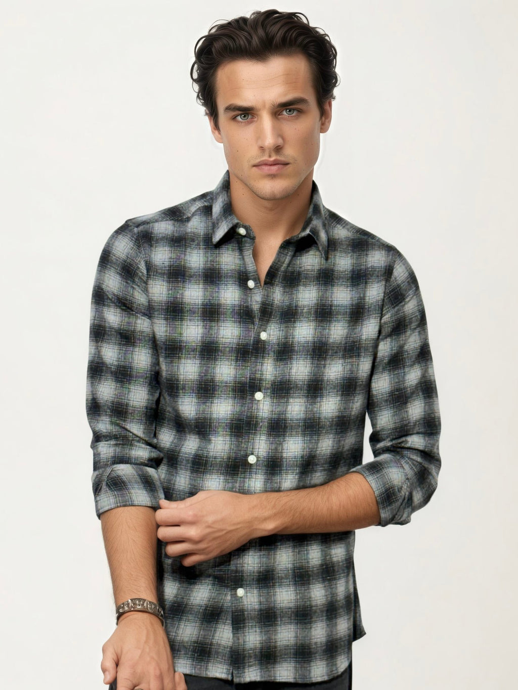 Grey Checked Fullhand Shirt