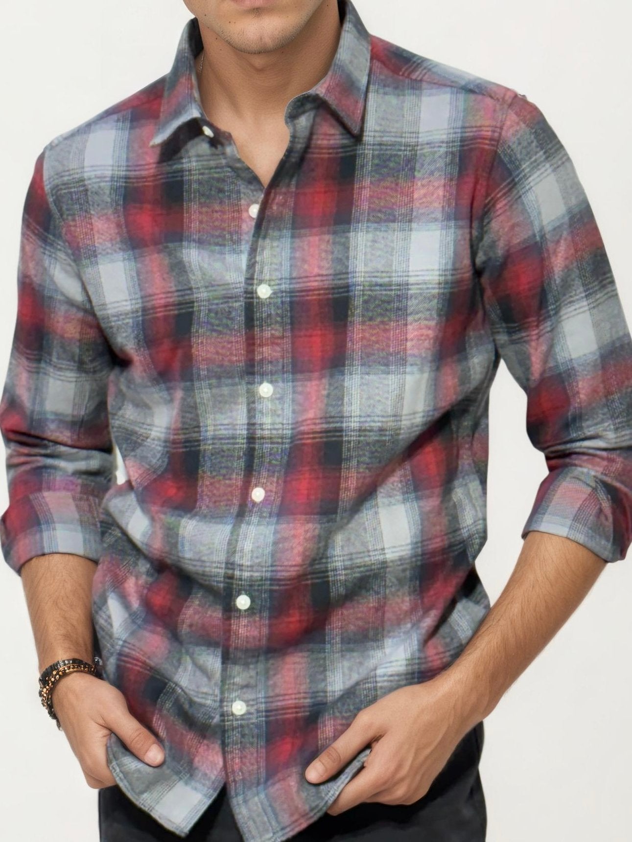 Red-grey Checked Fullhand Shirt