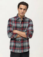 Red-grey Checked Fullhand Shirt