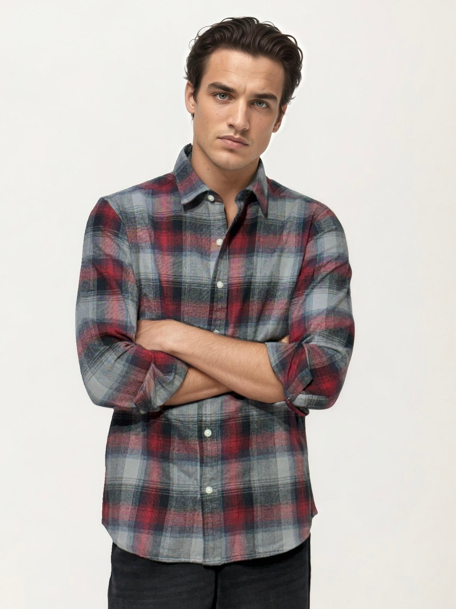 Red-grey Checked Fullhand Shirt