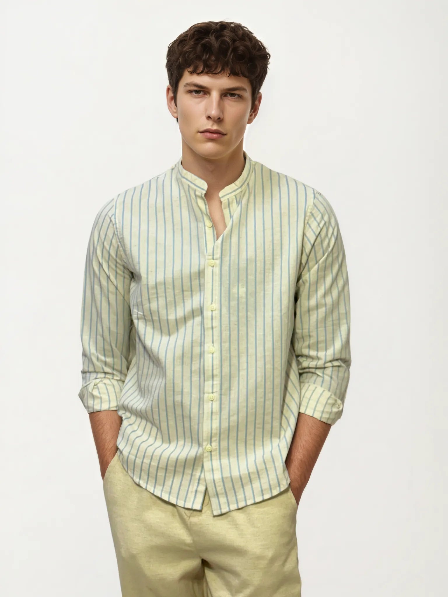 Green Striped Full-Hand Shirt