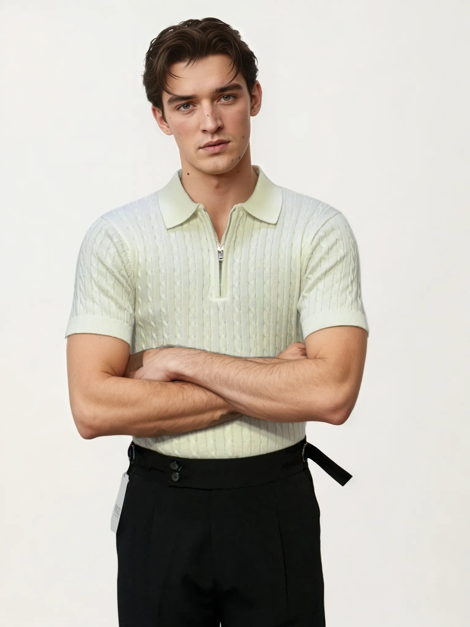 White Half-Hand Polo T-Shirt