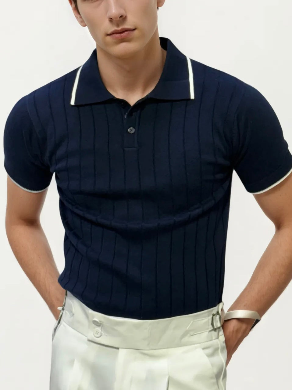 Blue Half-Hand Polo T-Shirt