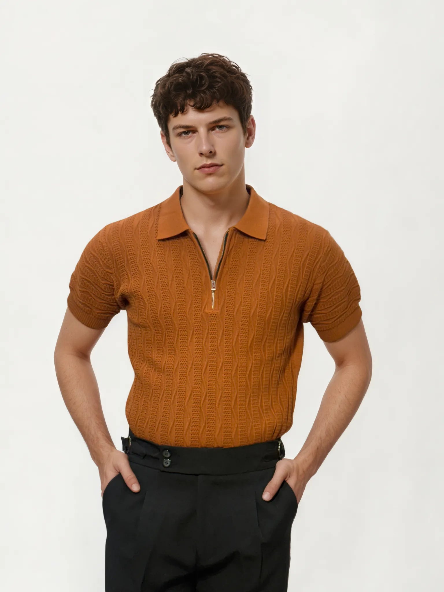Orange Half-Hand Polo T-Shirt