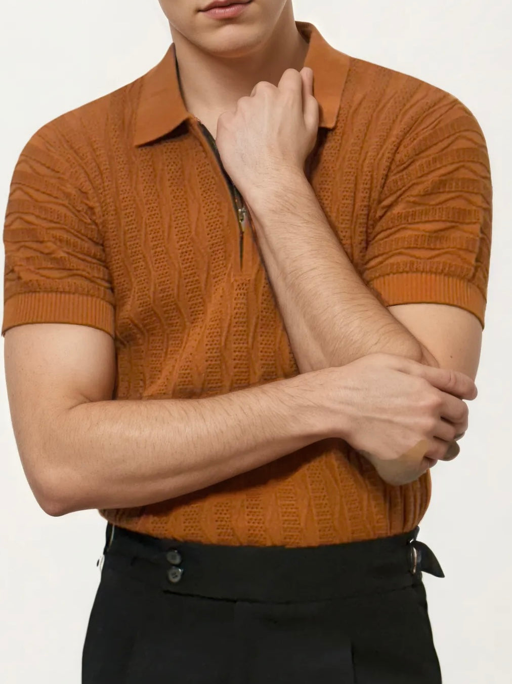 Orange Half-Hand Polo T-Shirt