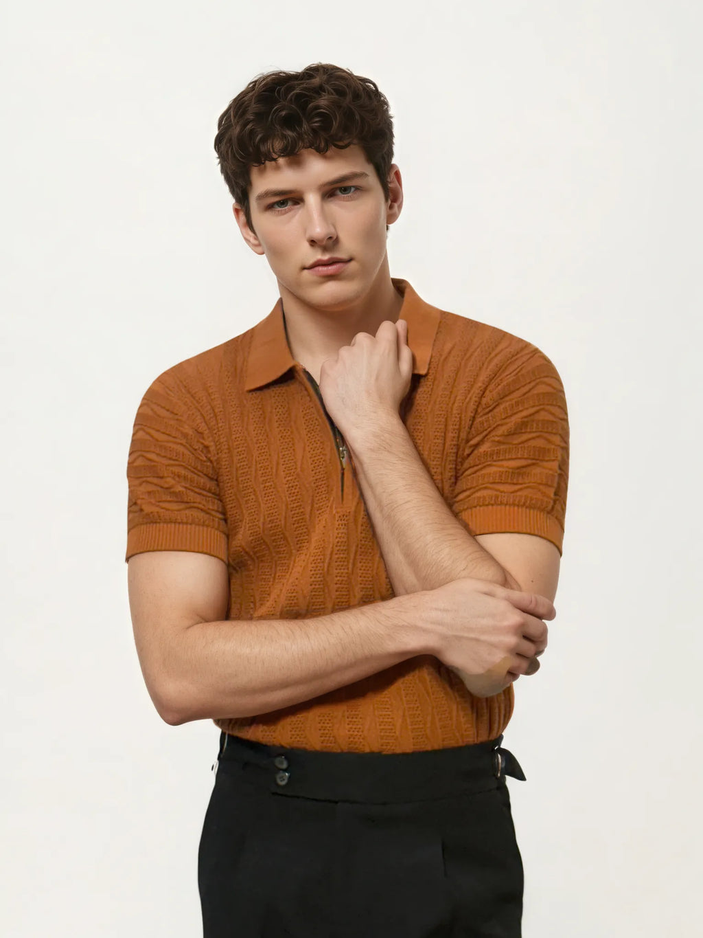 Orange Half-Hand Polo T-Shirt
