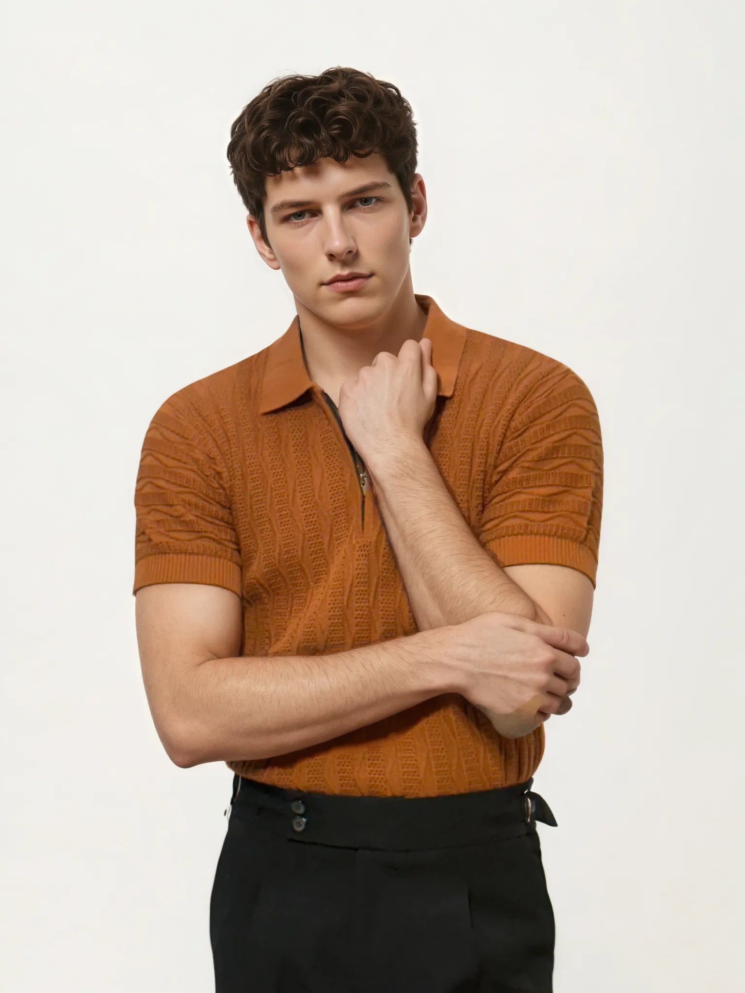 Orange Half-Hand Polo T-Shirt