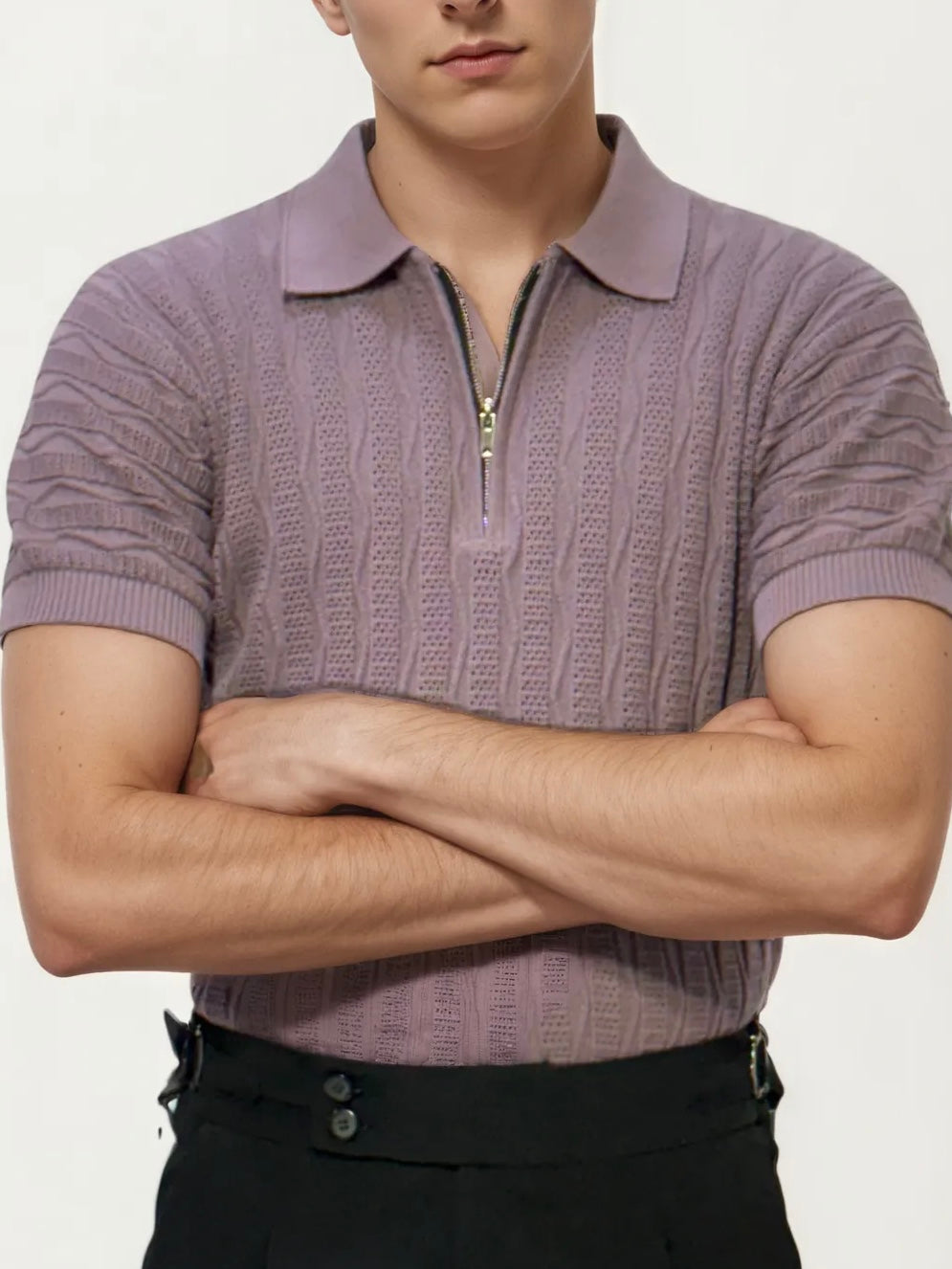 Pink Half-Hand Polo T-Shirt
