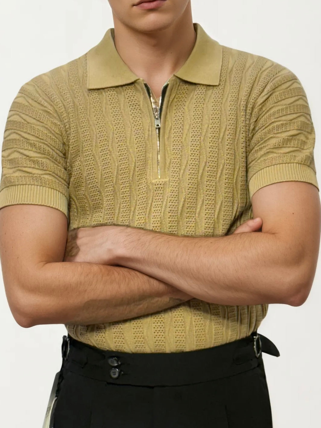 Brown knitted Half-Hand T-Shirt