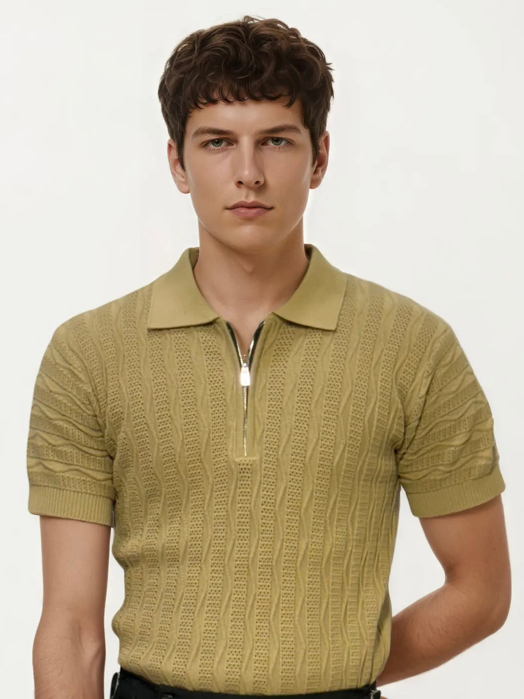 Brown knitted Half-Hand T-Shirt