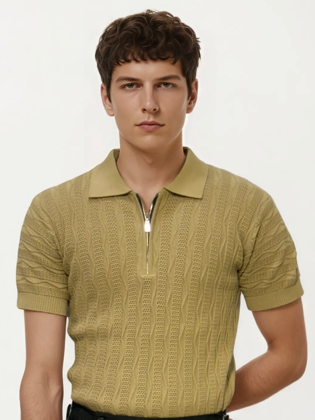 Brown knitted Half-Hand T-Shirt